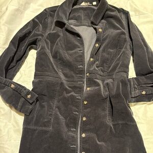 SOLD- EBVintage Fine-Wale Corduroy Button-Down Dress / Trench Shacket - Charcoal
